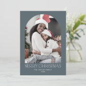 CHARLIE Blue Arch Xmas Photo Fun Vrolijk Kerstfees Feestdagenkaart (Staand voorkant)