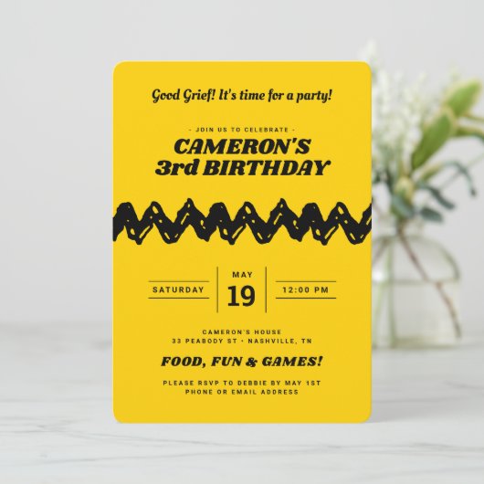Charlie Brown Birthday Uitnodiging (Staand voorkant)