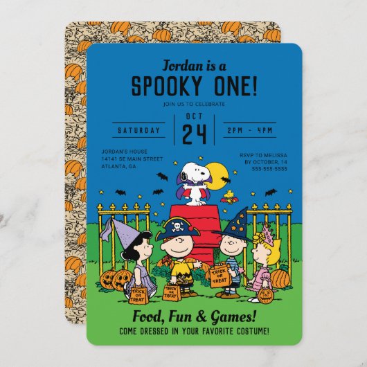 Charlie Brown en Bende Halloween 1e Verjaardag Kaart (Voorkant / Achterkant)