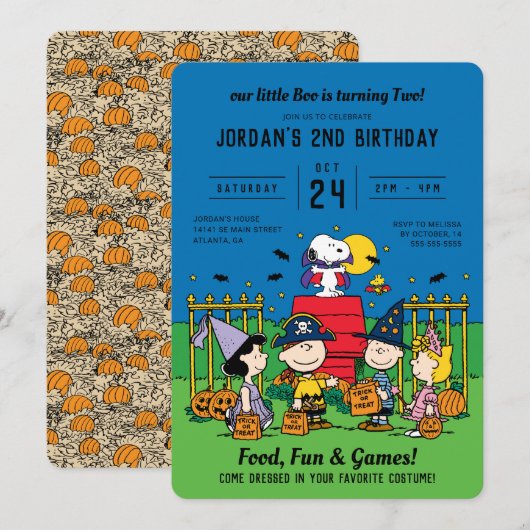 Charlie Brown en Bende Halloween 2e Verjaardag Kaart (Voorkant / Achterkant)