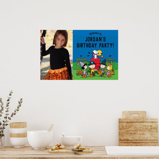 Charlie Brown en Bende Halloween Verjaardagsfeestj Poster (Keuken)