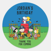 Charlie Brown en Bende Halloween Verjaardagsfeestj Ronde Sticker (Voorkant)