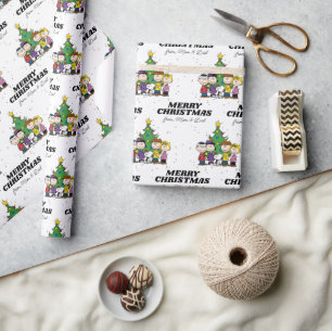 Charlie Brown en Friends Kerstmis Jouw namen toe Cadeaupapier