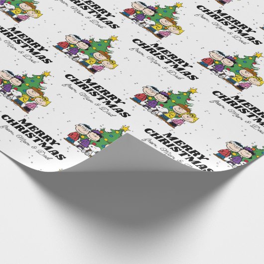Charlie Brown en Friends Kerstmis | Jouw namen toe Cadeaupapier (Hoek)