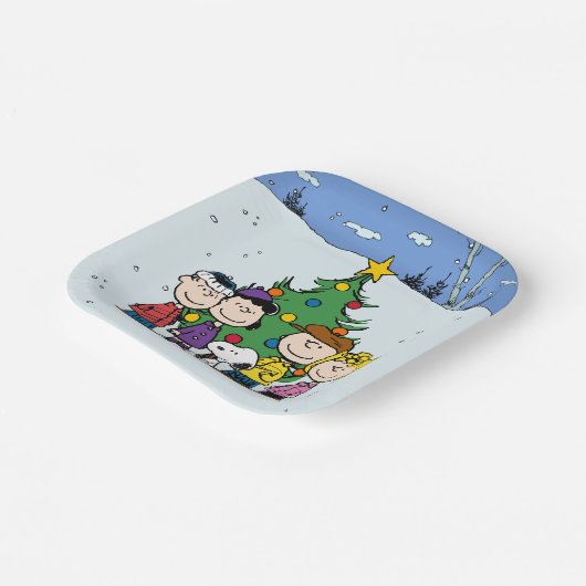 Charlie Brown en Friends Kerstmis Papieren Bordje (Gebogen)