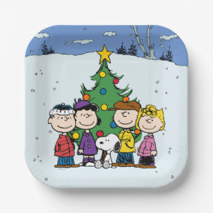 Charlie Brown en Friends Kerstmis Papieren Bordje