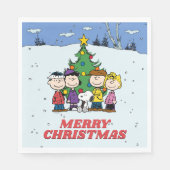 Charlie Brown en Friends Kerstmis Servet (Voorkant)