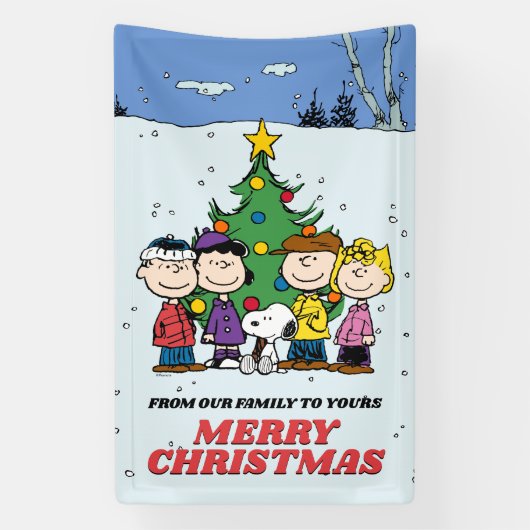 Charlie Brown en Friends Kerstmis Spandoek (Verticaal)