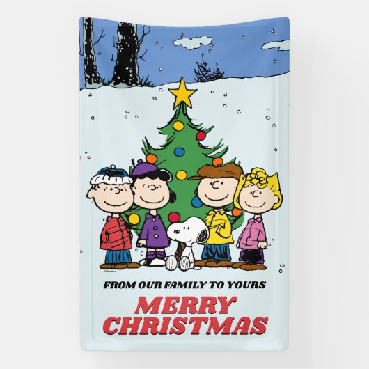 Charlie Brown en Friends Kerstmis Spandoek (Verticaal)