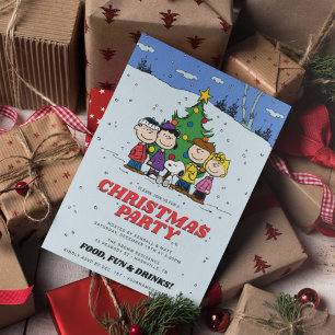 Charlie Brown en Friends Kerstparty Kaart