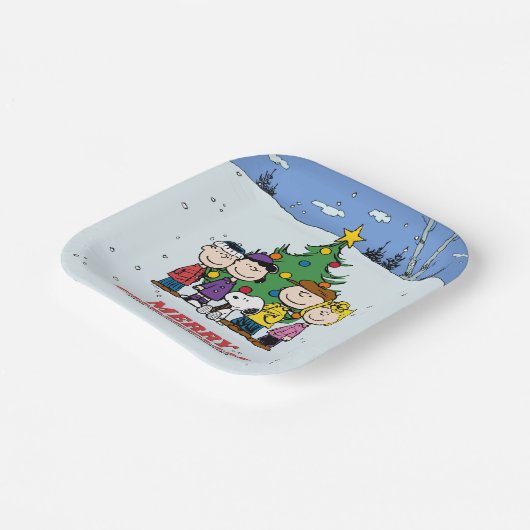 Charlie Brown en Friends Kerstparty Papieren Bordje (Gebogen)