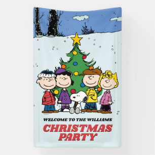 Charlie Brown en Friends Kerstparty Spandoek
