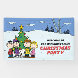 Charlie Brown en Friends Kerstparty Spandoek