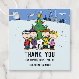 Charlie Brown en Friends Winter Birthday Bedankjes Labels