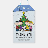 Charlie Brown en Friends Winter Birthday Cadeaulabel (Achterkant)