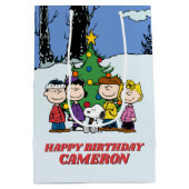 Charlie Brown en Friends Winter Birthday Medium Cadeauzakje (Achterkant)