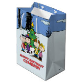 Charlie Brown en Friends Winter Birthday Medium Cadeauzakje (Achterkant Gekanteld)