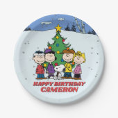 Charlie Brown en Friends Winter Birthday Papieren Bordje (Voorkant)