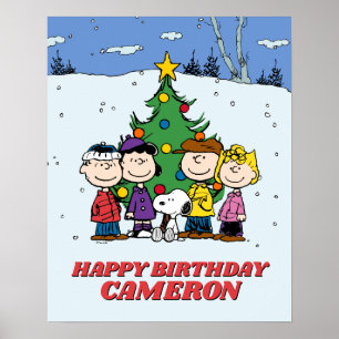 Charlie Brown en Friends Winter Birthday Poster