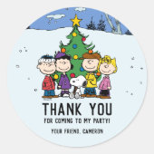 Charlie Brown en Friends Winter Birthday Ronde Sticker (Voorkant)
