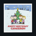 Charlie Brown en Friends Winter Birthday Servet<br><div class="desc">Wens dat verjaardagsfeest kind in je leven een gelukkige verjaardag met dit super schattige pinda-bord met de hele Peanuts-bende! Personaliseer u door jouw naam toe te voegen.</div>
