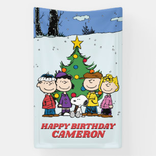 Charlie Brown en Friends Winter Birthday Spandoek