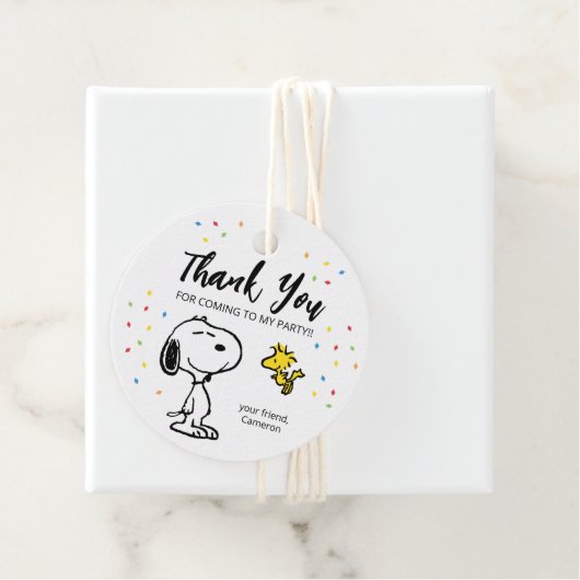 Charlie Brown en Gang Confetti Verjaardag Bedankjes Labels (In situ)