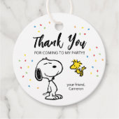 Charlie Brown en Gang Confetti Verjaardag Bedankjes Labels (Voorkant)