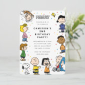 Charlie Brown en Gang Confetti Verjaardag Kaart (Staand voorkant)