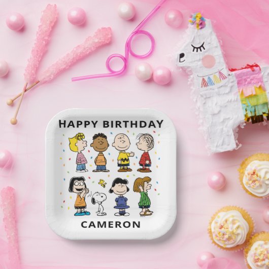 Charlie Brown en Gang Confetti Verjaardag Papieren Bordje (Feest)