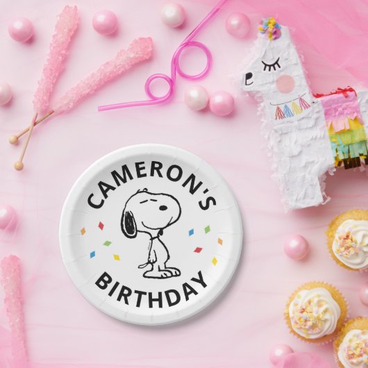 Charlie Brown en Gang Confetti Verjaardag Papieren Bordje (Feest)