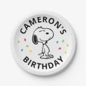 Charlie Brown en Gang Confetti Verjaardag Papieren Bordje (Voorkant)