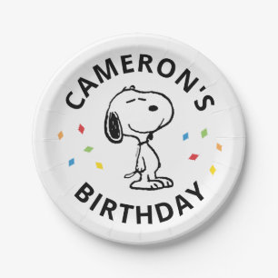 Charlie Brown en Gang Confetti Verjaardag Papieren Bordje