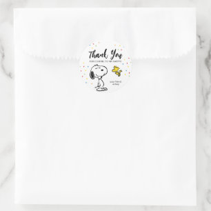 Charlie Brown en Gang Confetti Verjaardag Ronde Sticker