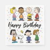 Charlie Brown en Gang Confetti Verjaardag Servet (Voorkant)