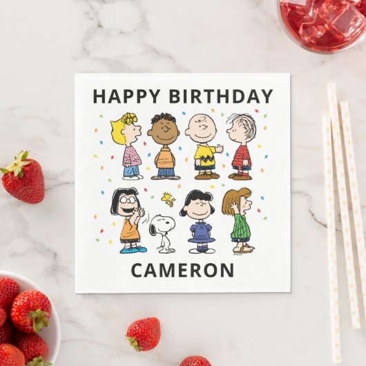Charlie Brown en Gang Confetti Verjaardag Servet (Insitu)