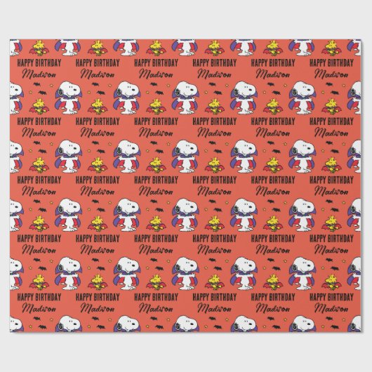 Charlie Brown en Gang Halloween Birthday Cadeaupapier (Vlak)