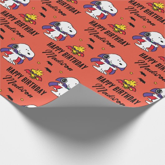 Charlie Brown en Gang Halloween Birthday Cadeaupapier (Hoek)