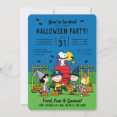 Charlie Brown en Gang Halloween Party Kaart (Voorkant)
