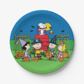 Charlie Brown en Gang Halloween Party Papieren Bordje (Voorkant)