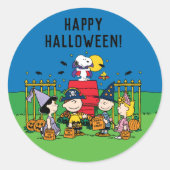 Charlie Brown en Gang Halloween Ronde Sticker (Voorkant)
