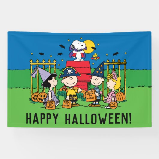 Charlie Brown en Gang Halloween Spandoek (Horizontaal)
