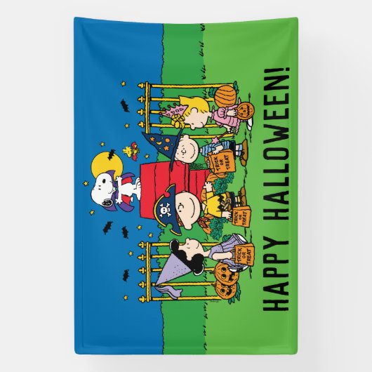 Charlie Brown en Gang Halloween Spandoek (Verticaal)