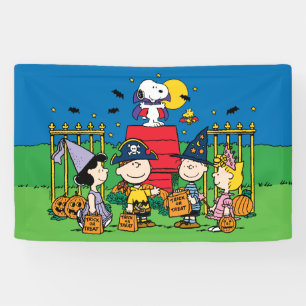 Charlie Brown en Gang Halloween Spandoek
