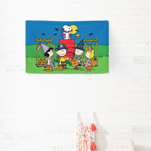 Charlie Brown en Gang Halloween Spandoek (Insitu)