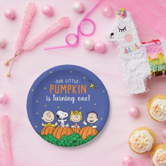 Charlie Brown en Gang Pumpkin 1 oktober Papieren Bordje (Feest)