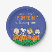 Charlie Brown en Gang Pumpkin 1 oktober Papieren Bordje (Voorkant)