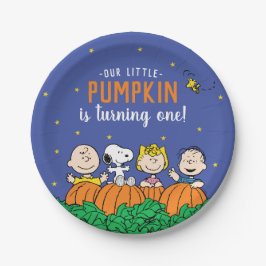 Charlie Brown en Gang Pumpkin 1 oktober Papieren Bordje