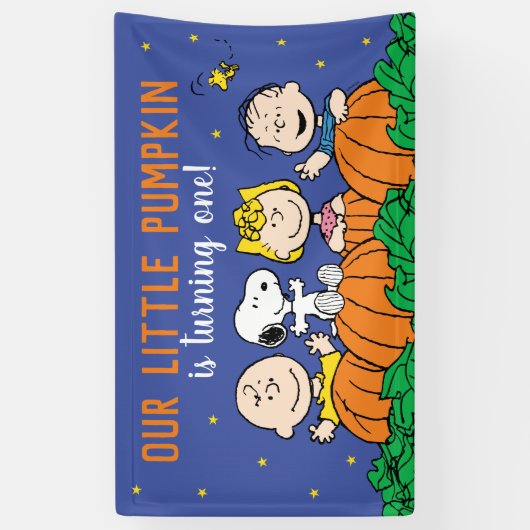 Charlie Brown en Gang Pumpkin 1 oktober Spandoek (Verticaal)