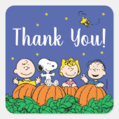 Charlie Brown en Gang Pumpkin 1 oktober Vierkante Sticker (Voorkant)
